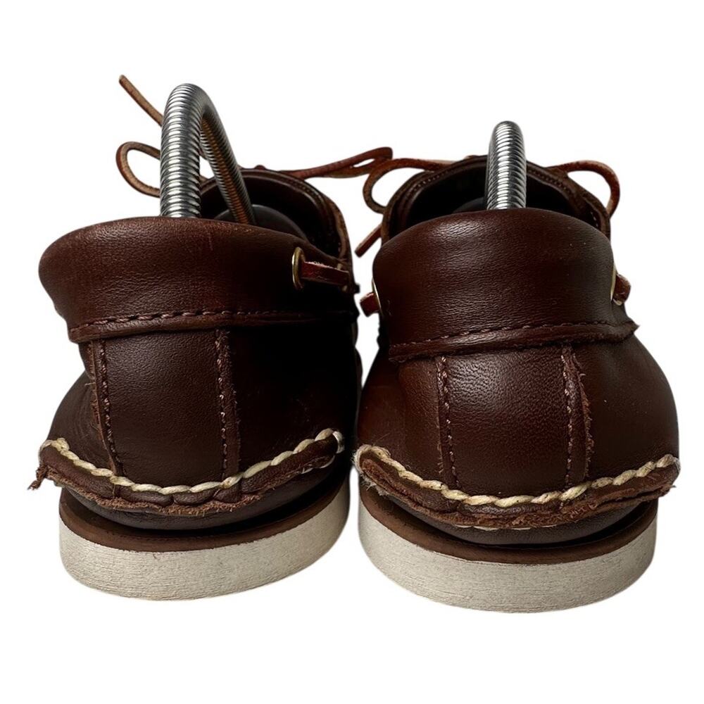Vtg Timberland Brown Leather White Sole 2 Eye Boat Shoes 74035 Preppy Men Sz 9.5 - Picture 6 of 16